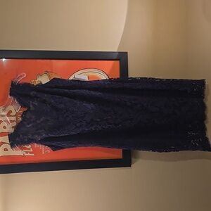 Tadashi Shoji Elegant Navy Lace Midi Dress Size 14